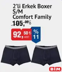 COMFORT FAMİLY 2'Lİ ERKEK BOXER S/M